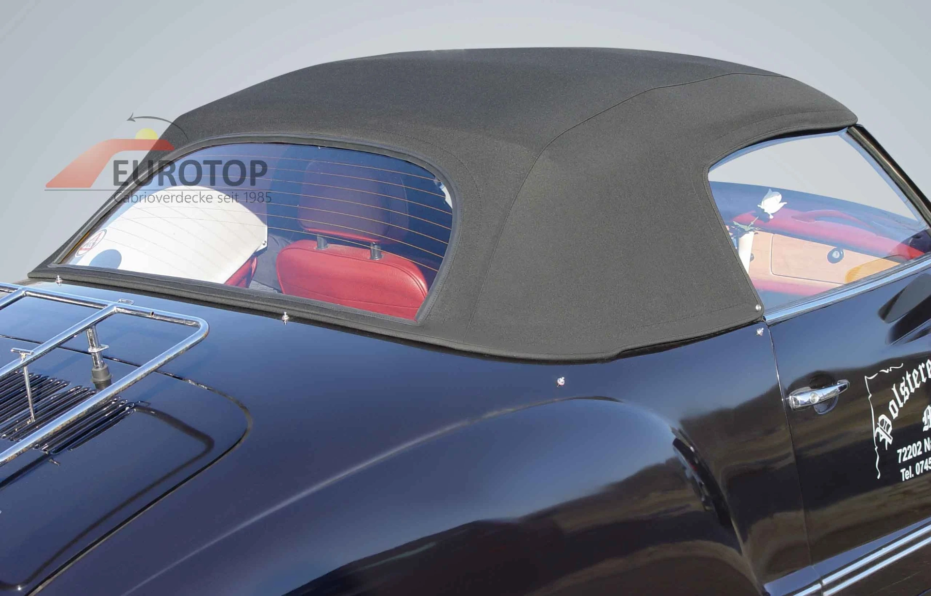 Capote noir en alpaga Sonnenland pour Karmann Ghia Cabriolet année 70-74