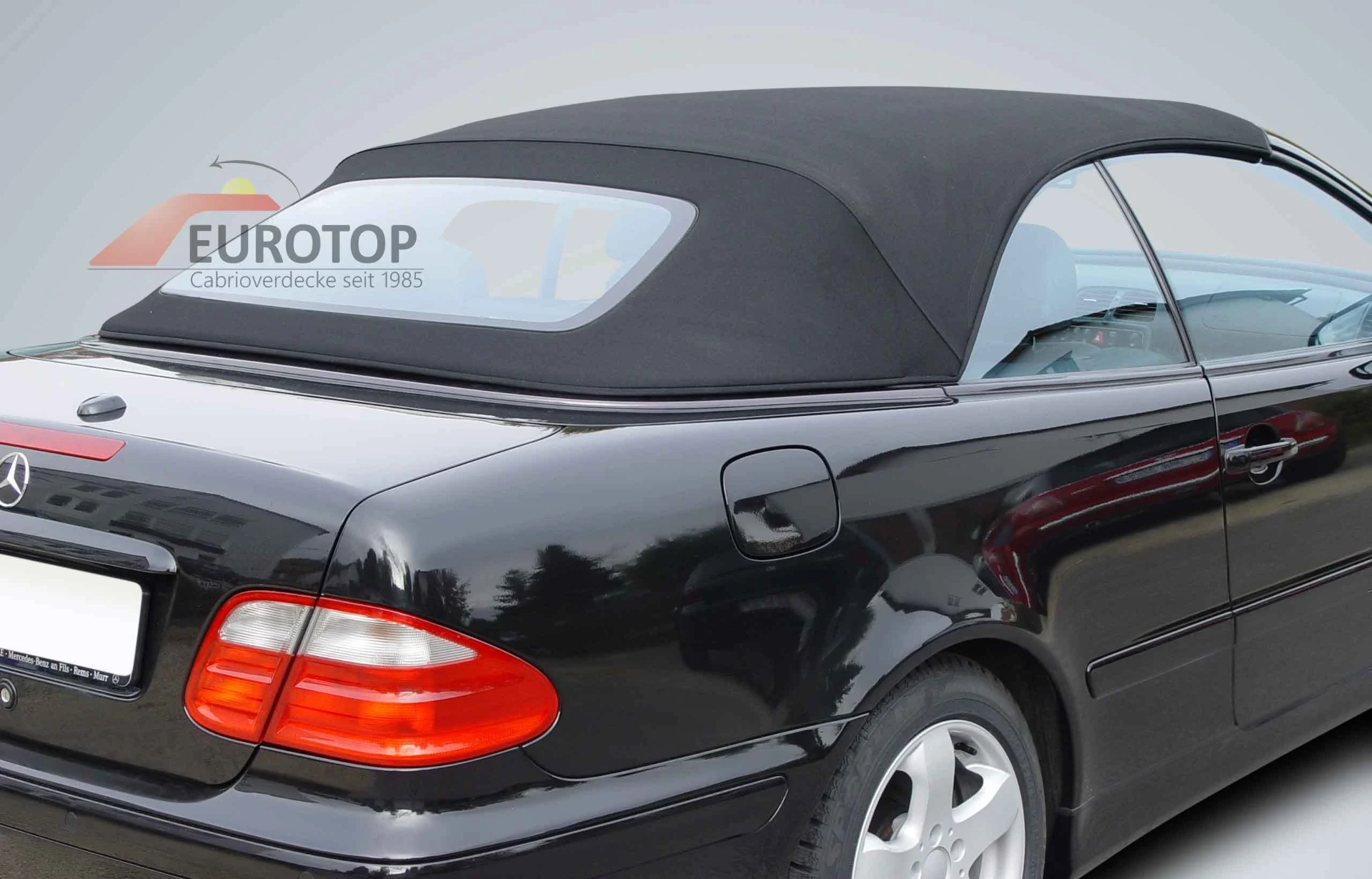 Capote noir en alpaga Sonnenland pour Mercedes CLK 200-430 A208 Cabriolet année 98-03 (incl. lunette en verre)